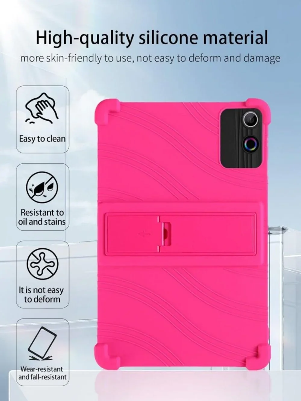 10-Inch Android Tablet Case with Adjustable Stand, Soft Silicone, Lightweight
